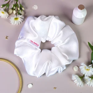 white satin scrunchie