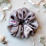 gray satin scrunchie