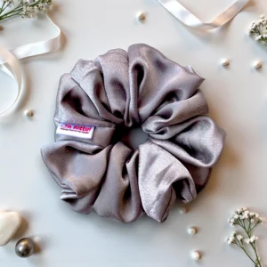 gray satin scrunchie